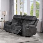 HIRAH GREY 2PC RECLINING SOFA WITH CUPHOLDERS (SOFA+LOVE)