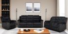 Lindale  3 Pc Black Manual Reclining Sofa Set (Sofa + Love + Recliner)