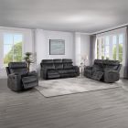 HIRAH GREY 3PC RECLINING SOFA SET WITH CUPHOLDERS (SOFA+LOVE+RECLINER)